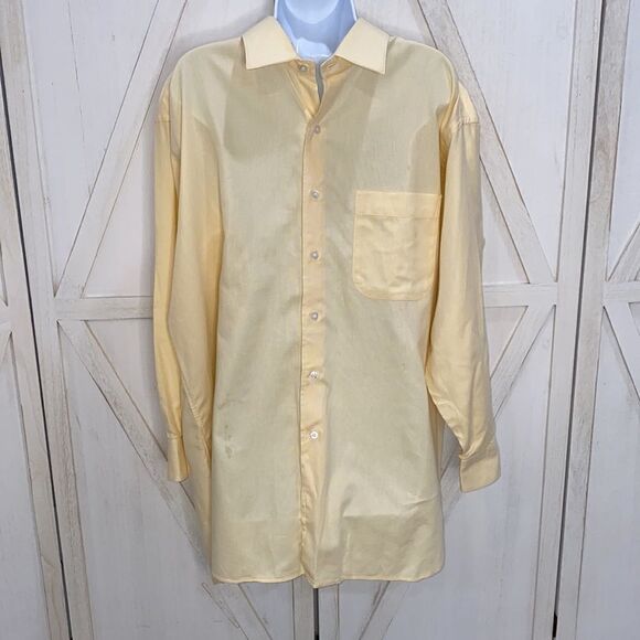 Burberry London Men's Canary Yellow Button Down Dress Shirt Size 17 1/2 34 - Picture 9 of 10